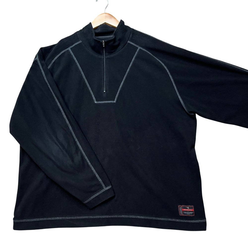 Diadora Pullover Mens XL Black Long Sleeve Quarter Zip Contrast Stitching Fleece